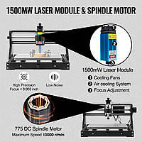 VEVOR 15W CNC 3018 DIY Гравировальный станок Pro 300x180x45mm Гравировальный станок 3-осевой мини-лазерный