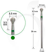 Фреза алмазная шар зеленая 3.5 мм