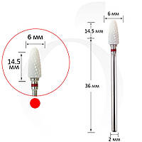 Фреза керамическая кукуруза красная 6 мм, рабочая часть 14.5 мм