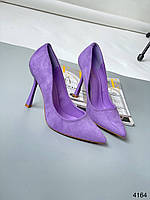 Туфлі лодочки жіночі на шпильці фіолетові лавандові замшеві 37 38 39