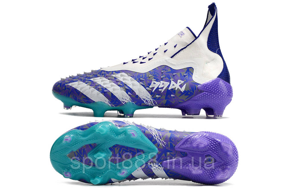 Eur36-45 бутси Adidas Predator Freak + FG/AG Showpiece фіолетові водонепроникні футбольні копи