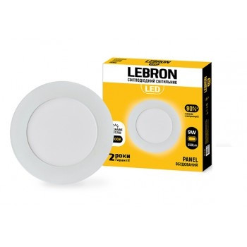 СВІТЛОДІОДНИЙ СВІТИЛЬНИК LEBRON L-PR-941, 9W, ВБУДОВАНИЙ, 4100K, З БЛОКОМ ЖИВЛЕННЯ