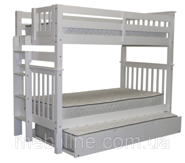 Двоярусне ліжко "Кароліна" колір Білий, з висувним спальним місцем