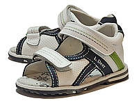 Ортопедичні шкіряні босоніжки сандалі B&G взуття для хлопчика 129 білі р.21