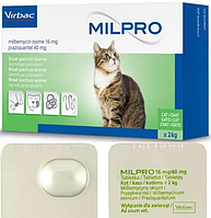 Милпро Virbac Milpro таблетки для кошек более 2 кг от глистов , 4 таблетки