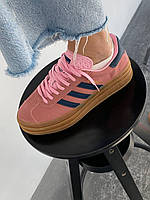 Классные кеды Adidas Gazelle Pink для девушек. Модные женские кроссовки Адидас Газель розового цвета.