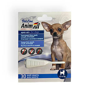 Краплі від бліх і кліщів AnimAll VetLine spot-on для собак 1,5-4кг ампула 0,8мл