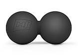 Силіконовий масажний подвійний м'яч 63 мм Hop-Sport HS-S063DMB чорний, фото 2