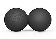 Силиконовый массажный двойной мяч 63 мм Hop-Sport HS-S063DMB черный