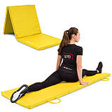 Мат гімнастичний Hop-Sport HS-064FM 4см твердий жовтий, фото 8