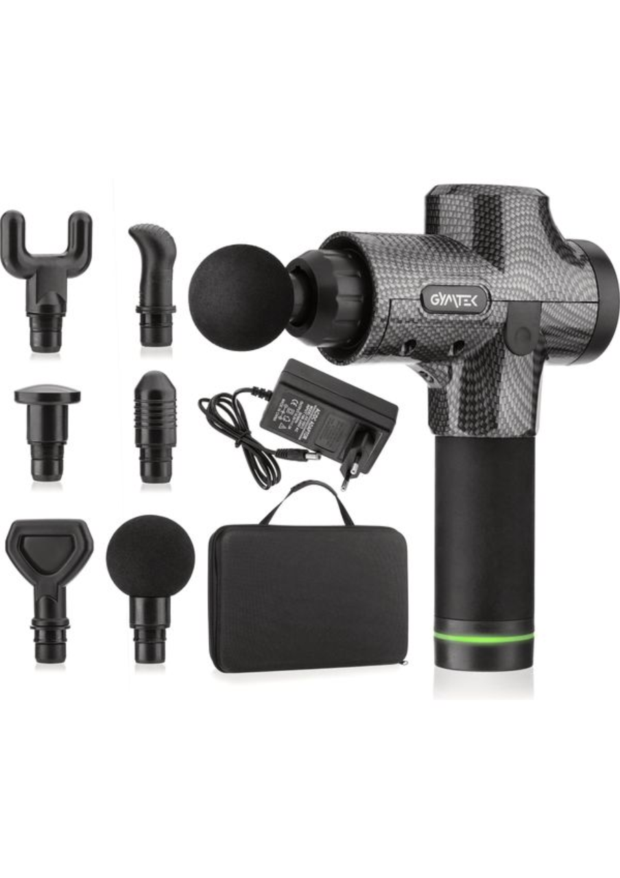 Масажер Gymtek перкусійний зі змінними насадками сірий, фото 1