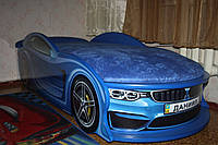 Детская кровать машина "BMW" синяя с матрасом
