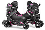 Роликові ковзани 3в1 Hop-Sport HS-903 Motion S (розмір) Чорно-рожеві, фото 3
