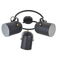 Светильник потолочный спот с тремя поворотными плафонами черно-белого цвета Brille HTL-209/3G E27 BK