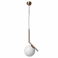 Подвесной бронзовый светильник с белым плафоном шар на 1 лампу Е14 Brille BL-414S/1 AB