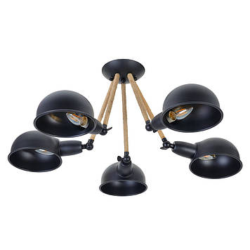Люстра лофт на п'ять регульованих плафонів чорного кольору Brille BL-593S/5 E14 BK