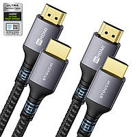 Без упаковкиКабели 8K HDMI 2-Pack 6.6FT, Stouchi (сертифицированный) 48Gbps Ultra High Speed HDMI