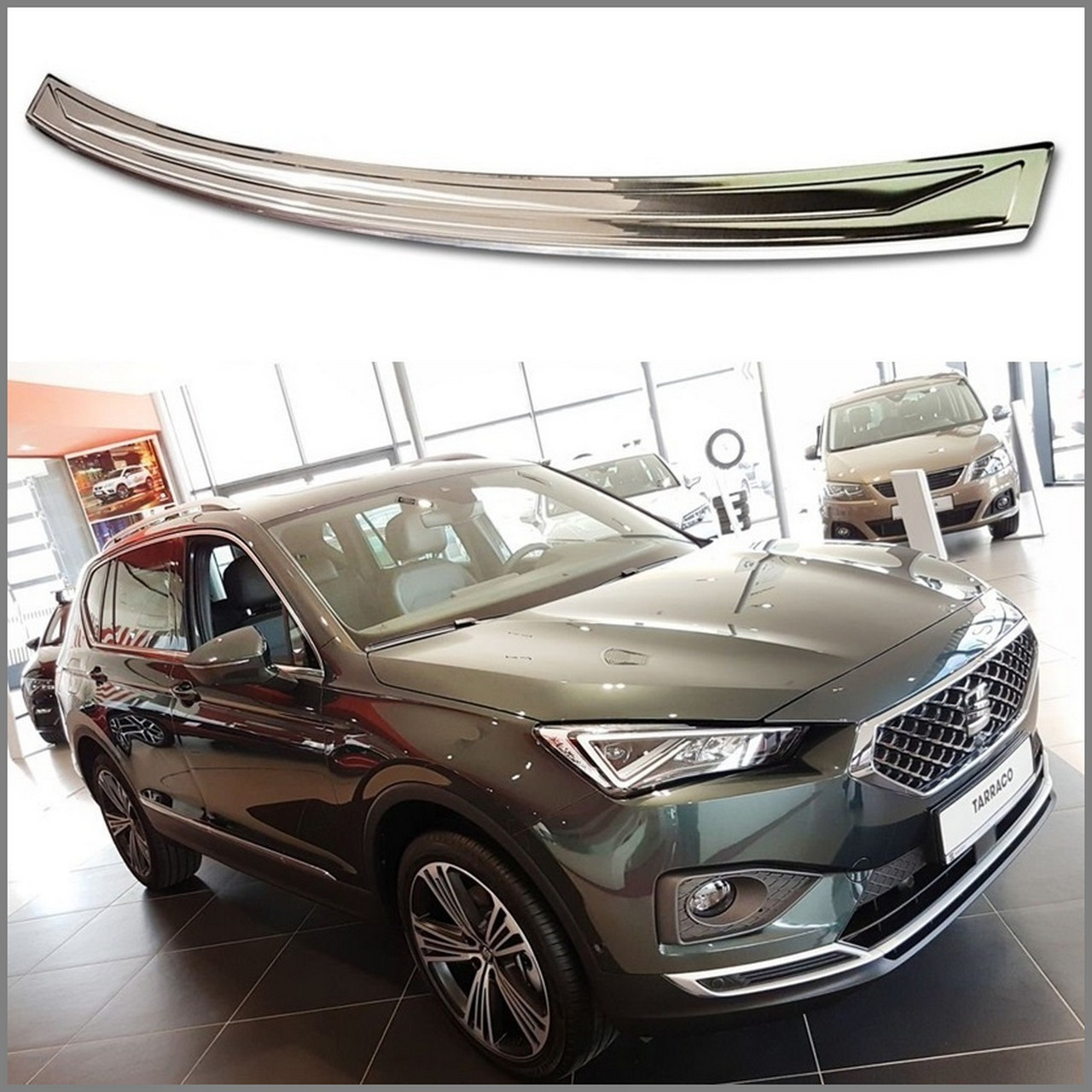 Захисна накладка на задній бампер для Seat Tarraco 2018-2024 /нерж.сталь/, фото 1
