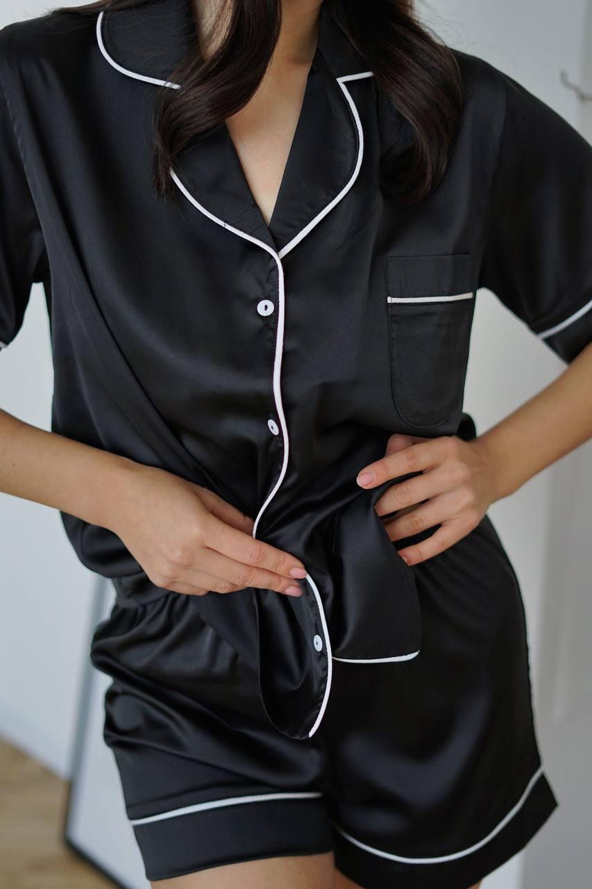 Піжама жіноча шорти+сорочка XS Чорний