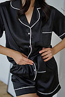 Женская пижама шорты+рубашка XS Черный