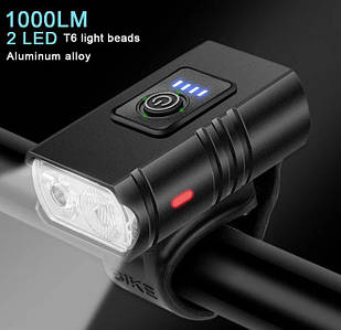 Вело фара 2хLED T6 1000 lumen 800mAh 10W від USB