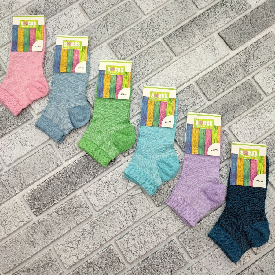 Шкарпетки жіночі короткі літо сітка р.23-25 кольорове асорті серця ЖИТОМИР 30037881