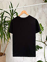 Мужская футболка черная базовая прилегающая хлопковая однотонная (Bon)
