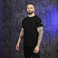 Мужская тактическая футболка черная с липучками армейская на лето L (My)