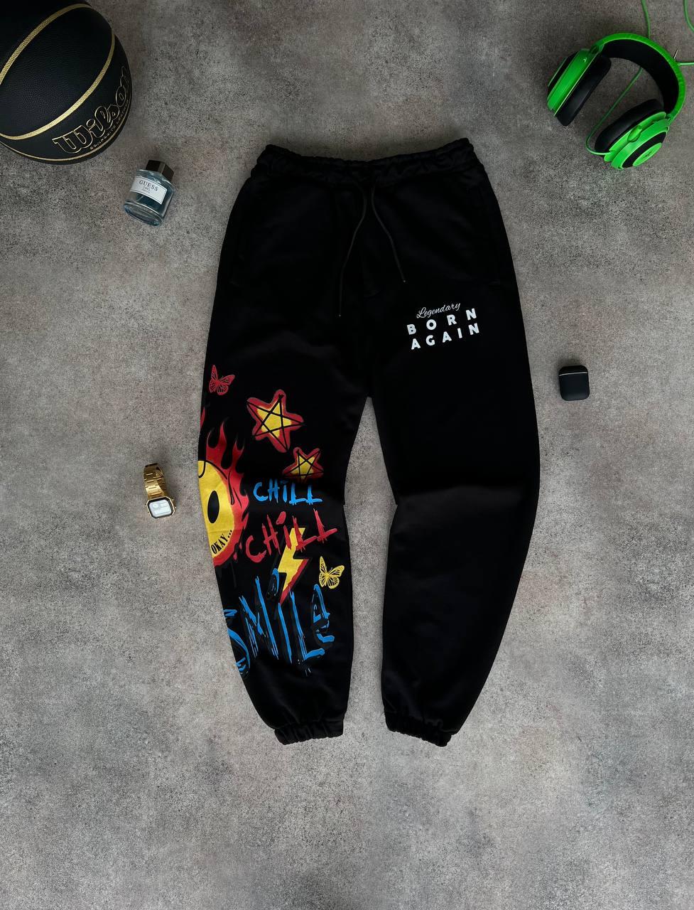 Чоловічі спортивні штани M1475 чорні, фото 1