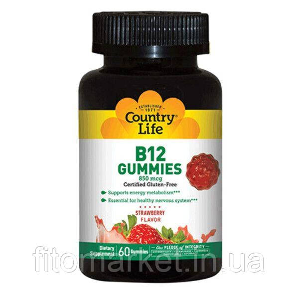 Vitamin B12 (Вітамін В12) 60 жувальних цукерок ТМ Кантрі Лайф / Country Life