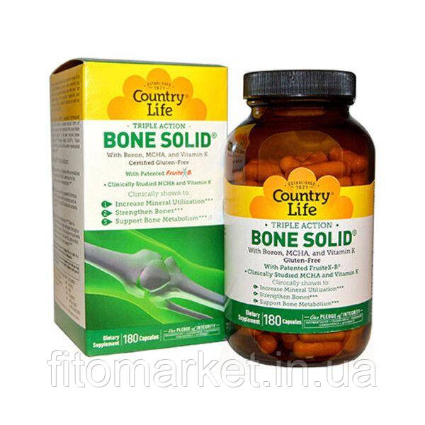 Зміцнення кісток потрійна дія Bone Solid №180 капсул ТМ Кантрі Лайф / Country Life