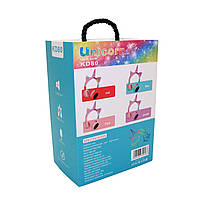 Бездротові навушники з вушками та рогом Unicorn KD80 Єдиноріг з підсвічуванням 17*21*7 см (bleu), фото 7