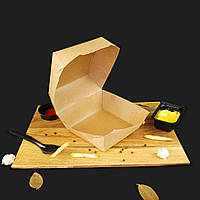 Коробка крафтова для бургера, картонна коробка ламінована, 145*145*90 мм (кратність замовлення - 50 шт)