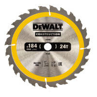 Диск пильный DeWALT CONSTRUCTION, 184 х 16 мм, 24z (ATB), 16 градусов (DT1939)