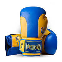 Боксерские перчатки Ukraine PowerPlay PP_3021_10oz_Blue-Yellow, Сине-желтые 10 унций, Time Toys