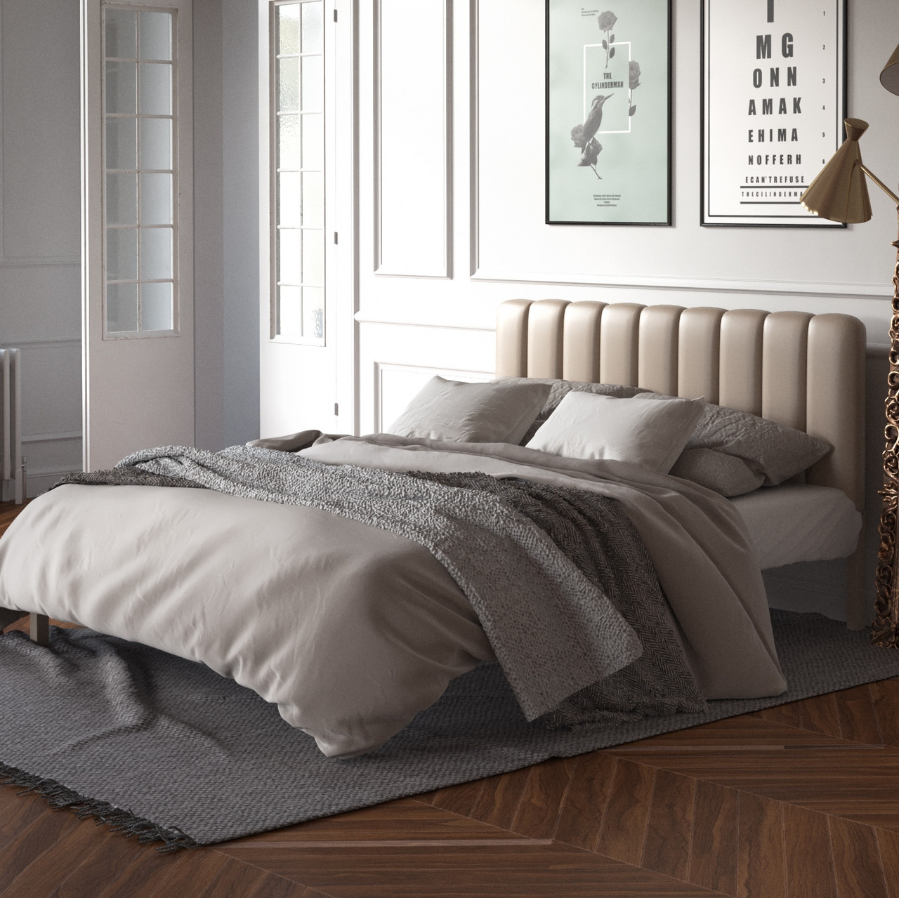 Ліжко металеве з м'яким наголов'ям Фуксія Тенеро, фото 1