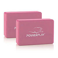 Блоки для йоги Yoga Brick PowerPlay PP_4006_Pink_2in, EVA, Розовые, 2 шт, Vse-detyam