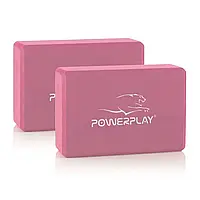 Блоки для йоги Yoga Brick PowerPlay PP_4006_Pink_2in, EVA, Розовые, 2 шт, Land of Toys