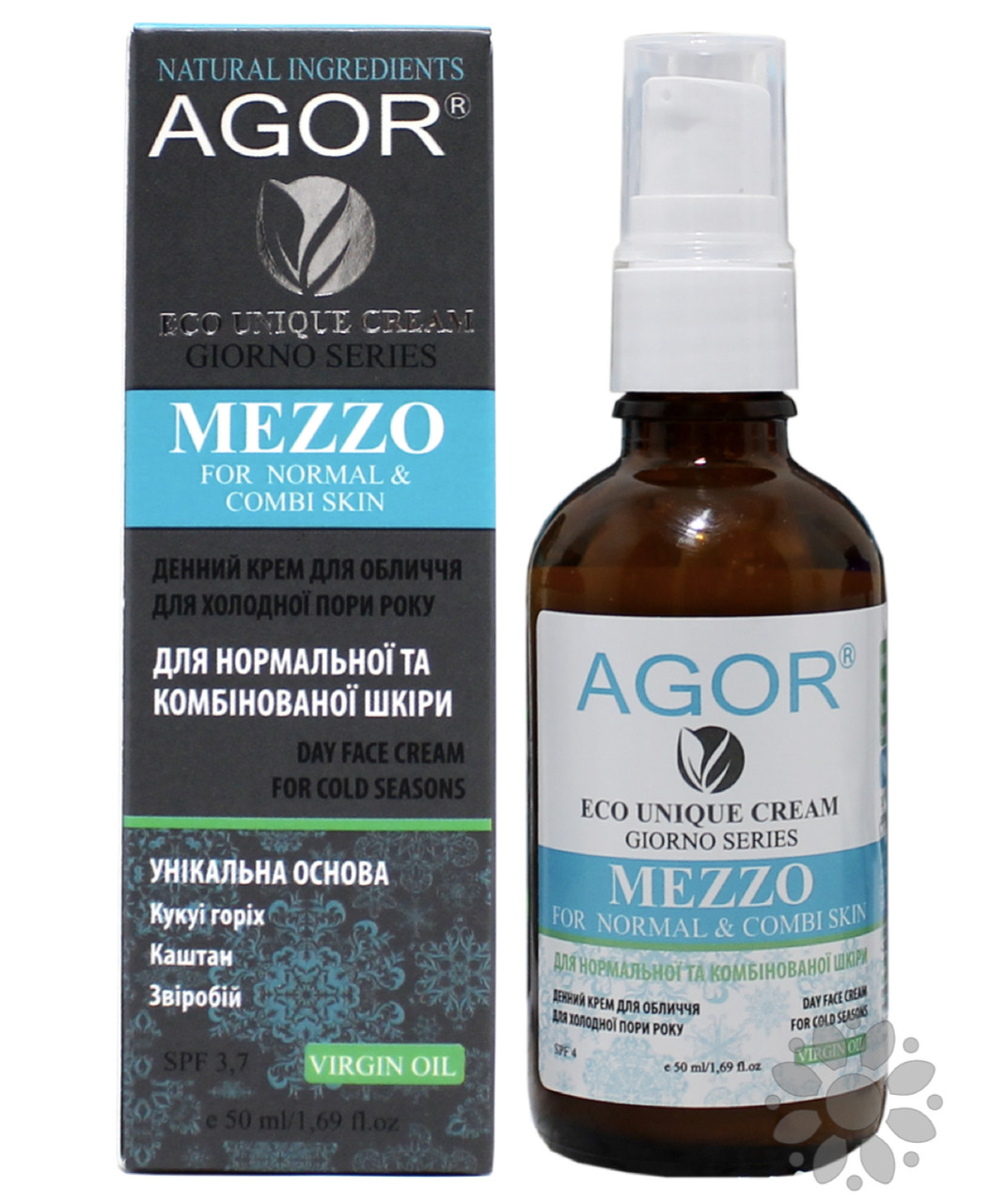 Крем денний для нормальної та комбінованої шкіри MEZZO, 50 мл, AGOR (зимова серія)