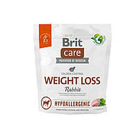 Сухой гипоаллергенный корм для собак с лишним весом Brit Care Dog Hypoallergenic Weight Loss с кроликом 1 кг