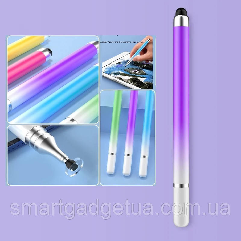 Універсальний Ємнісний Стілус 2 в 1 Touch Pen Фіолетовий для планшета сенсорного екрану