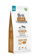 Сухой беззерновой корм для стареющих собак Brit Care Dog Grain-free Senior & Light с лососем 12 кг