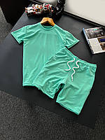 Мужской летний костюм Футболка + Шорты мятный базовый без бренда Спортивный костюм на лето (G)
