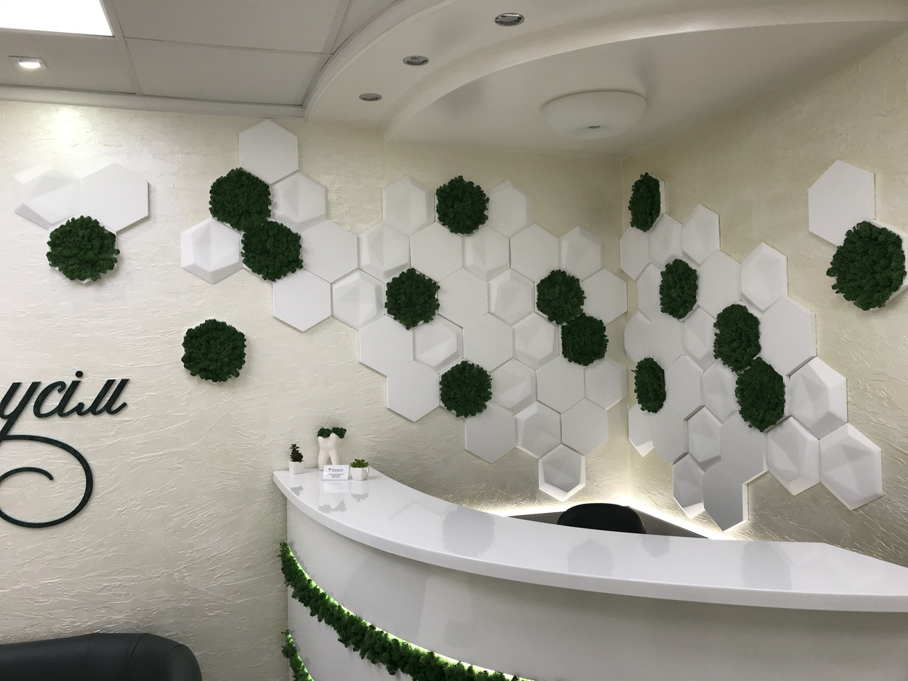 Гіпсові 3д декоративні панелі під мох для стін і стель "Серія Соти", фото 1