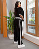 Прогулянковий костюм двійка штани з лампасами + футболка оздобленням чорний, фото 3