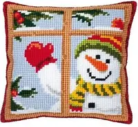Набор для вышивания крестом (подушка) VERVACO "Happy Snowman "Веселый снеговик"