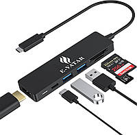 Сток USB C HUB 6 в 1 Адаптер типа C с 4K HDMI, 2 USB 3.0, 100 Вт PD, SD/TF для MacBook Pro/Air