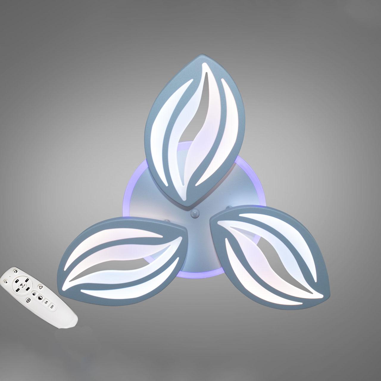 Сучасна світлодіодна люстра 70 Вт з підсвічуванням та пультом колір каркасу сірий D-9103/3GR LED 3color dimmer, фото 1