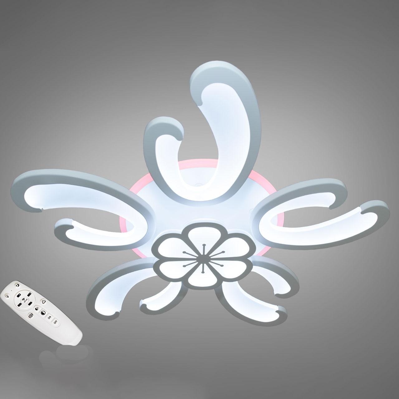 Сучасна світлодіодна люстра 125 Вт з підсвічуванням та пультом колір каркасу сірий D-9279/5+1WH LED 3color dimmer, фото 1