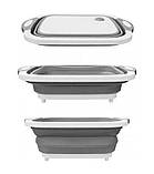 Складана обробна дошка трансформер 3 в 1 миска та друшляк 40 х 30 см, фото 4